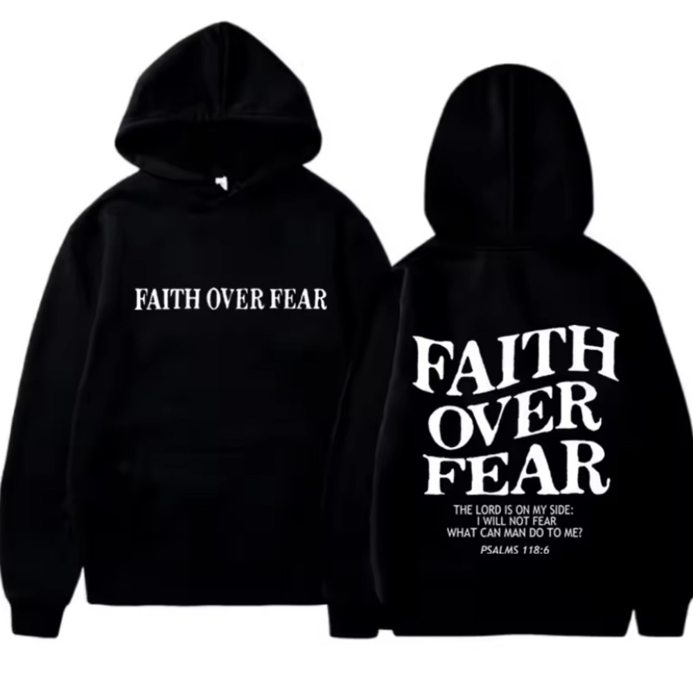 Black Faith Over Fear V-Neck Sweater